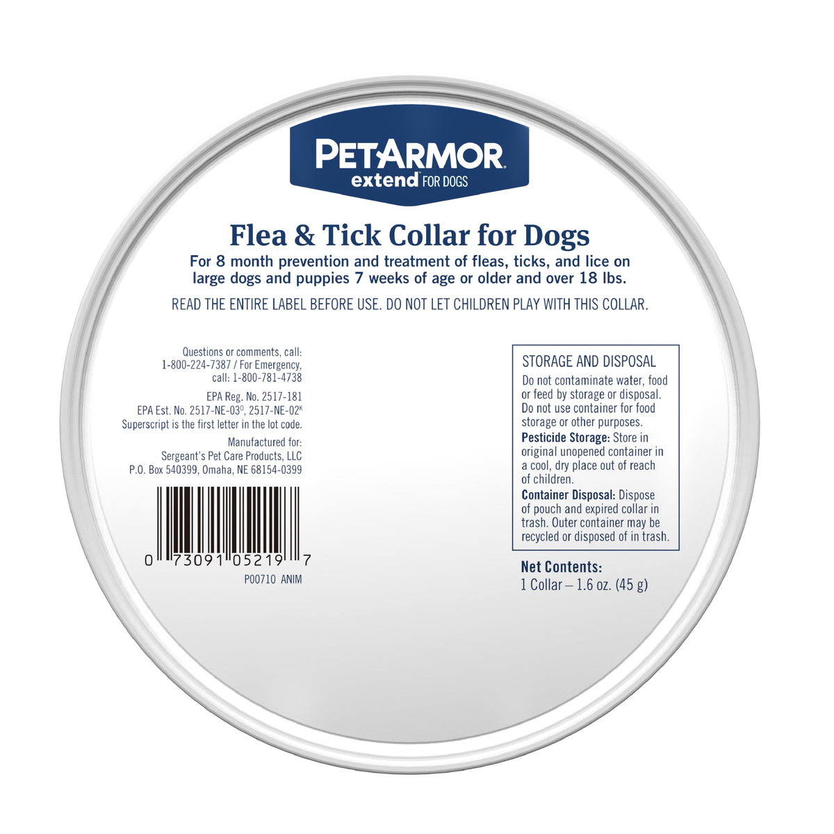 Large Dog Flea and Tick Collar 8 Months Protection A8094