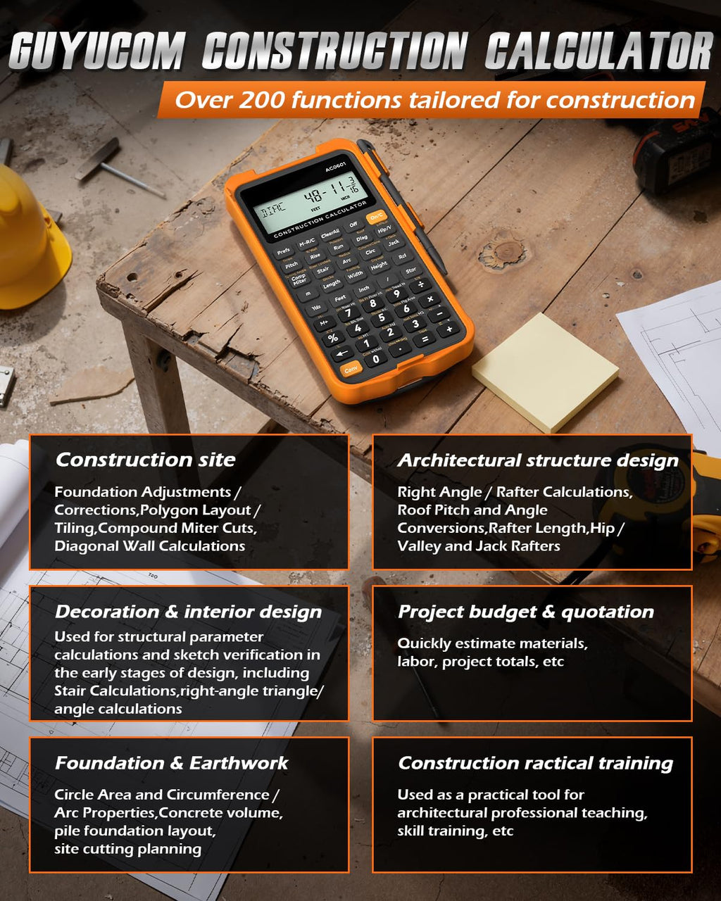 Construction Calculator with Writing Tablet G300224