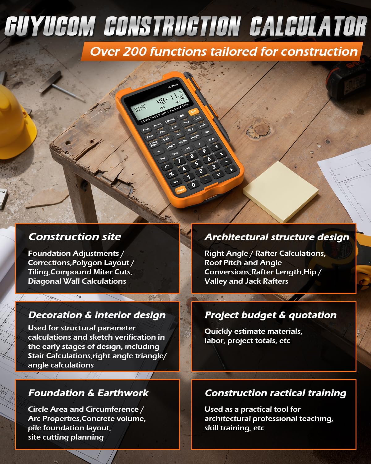 Construction Calculator with Writing Tablet G300224