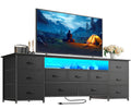 63 Inch 11 Drawer TV Stand with Power Outlets and LED Lights R952