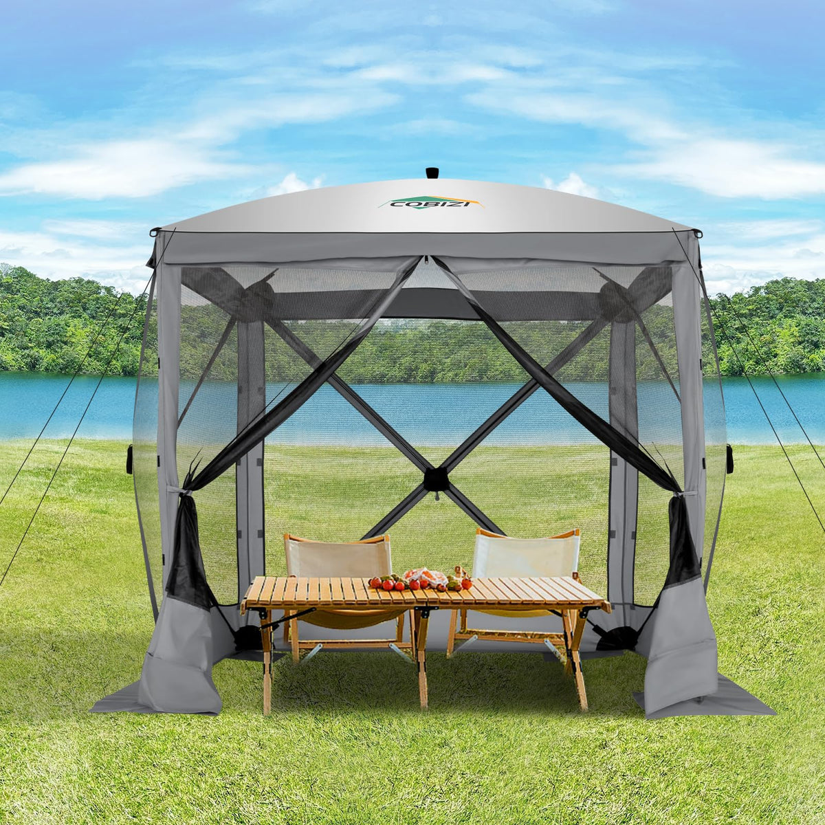 6x6 FT Waterproof Pop up Gazebo Tent with Mosquito Netting B9344