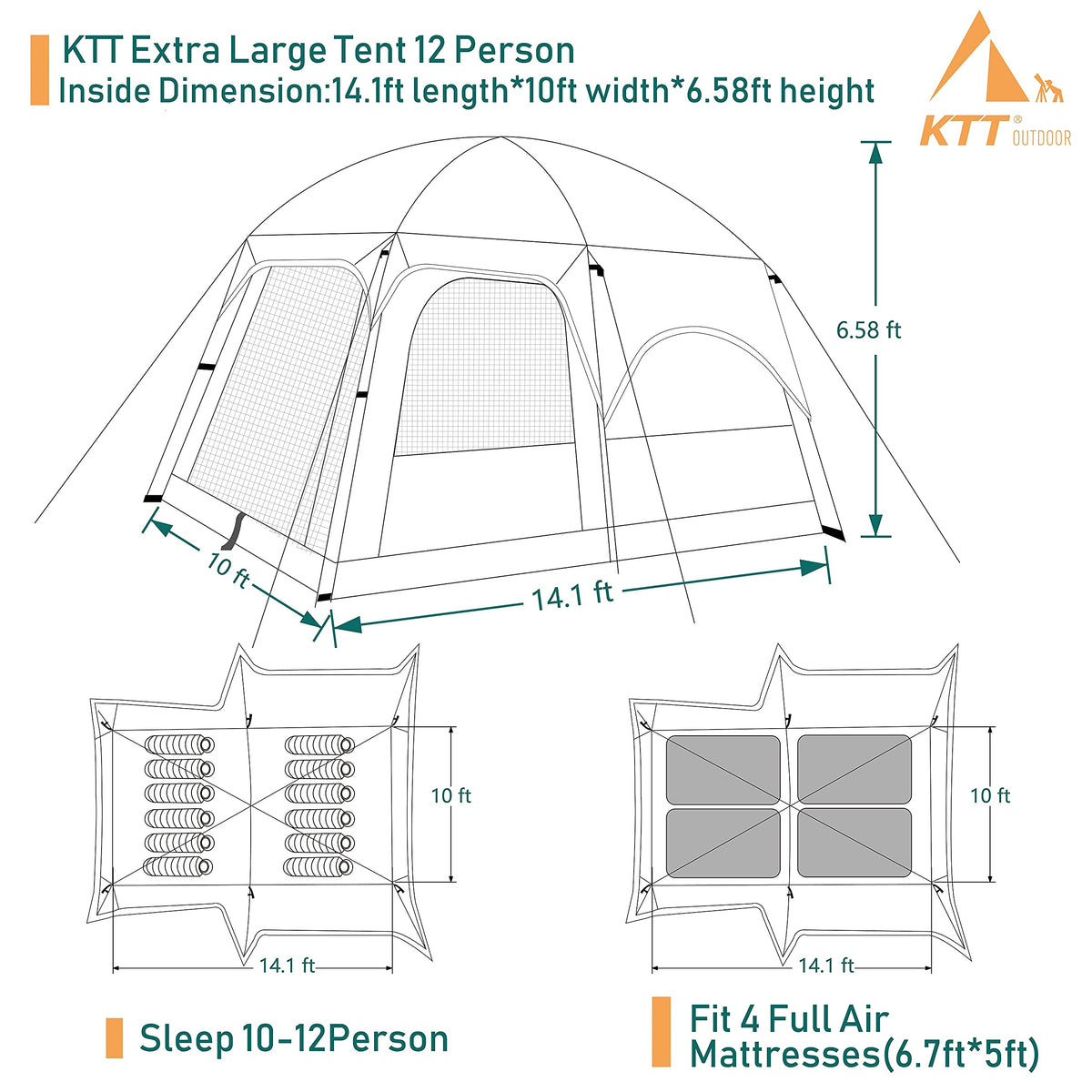 Extra Large 10-12-14 Person Cabin Tent V7425
