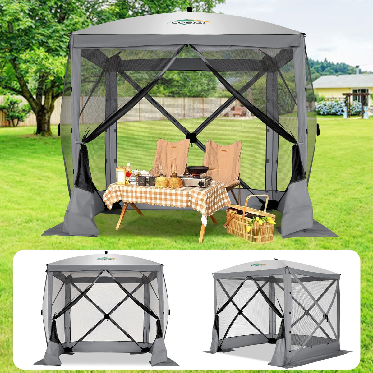 6x6 FT Waterproof Pop up Gazebo Tent with Mosquito Netting B9344