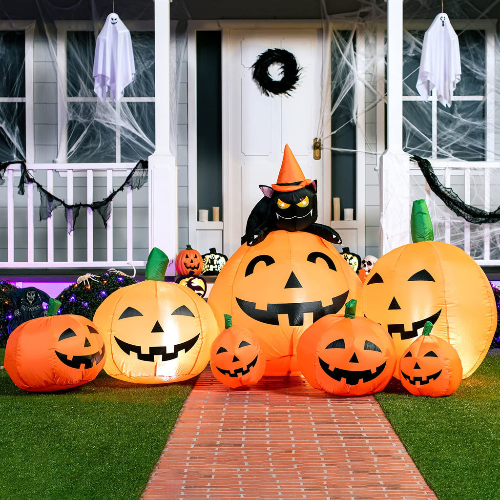 7 FT Long Halloween Inflatables Pumpkin Outdoor Decoration S43584