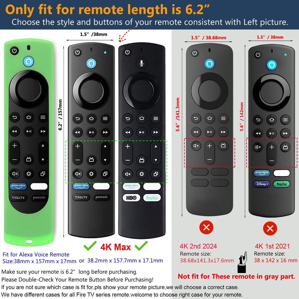 Silicone Remote Case 2pcs Nightglow Green and Blue W117