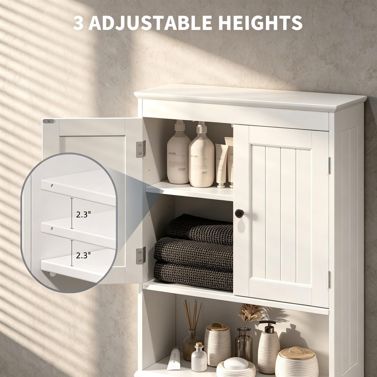 Over The Toilet Storage Cabinet with Open Shelf White R344