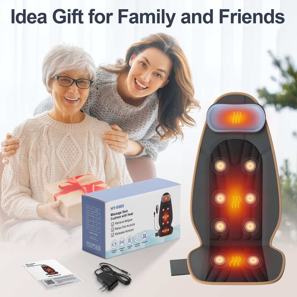 Vibration Back Massager with Heat, 8 Motor Massage Seat Cushion Q764810