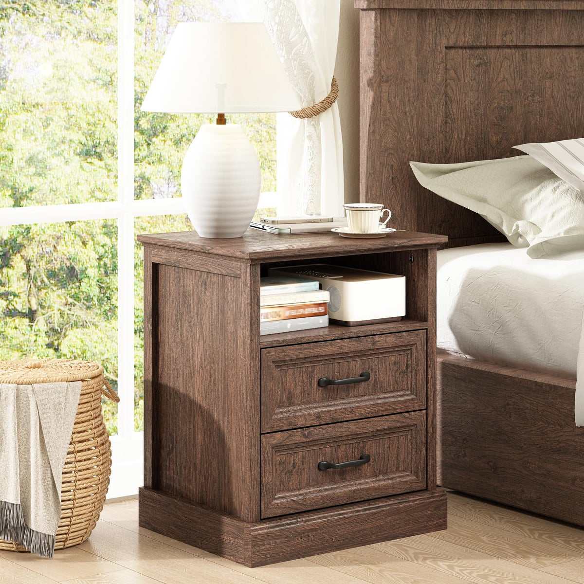 Brown 2 Drawer Nightstand Set of 2 W984