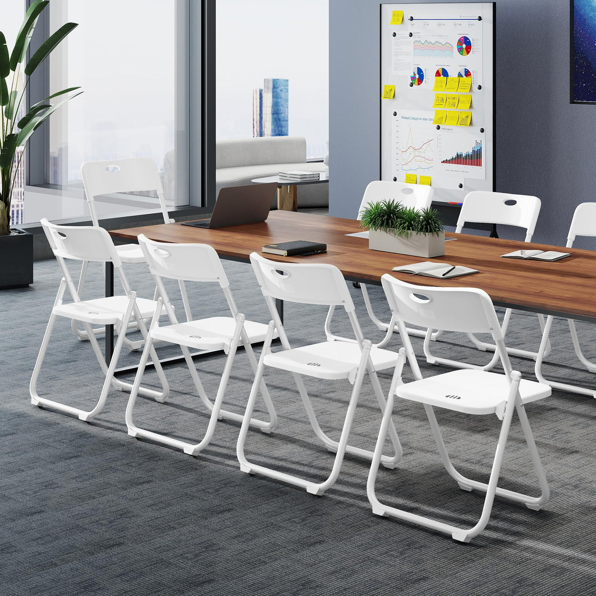 White Plastic Folding Chairs, 10 Pack E13115