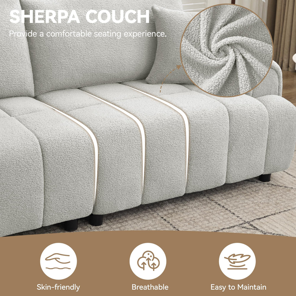 Light Grey Oversized Sherpa Boucle Sofa S691