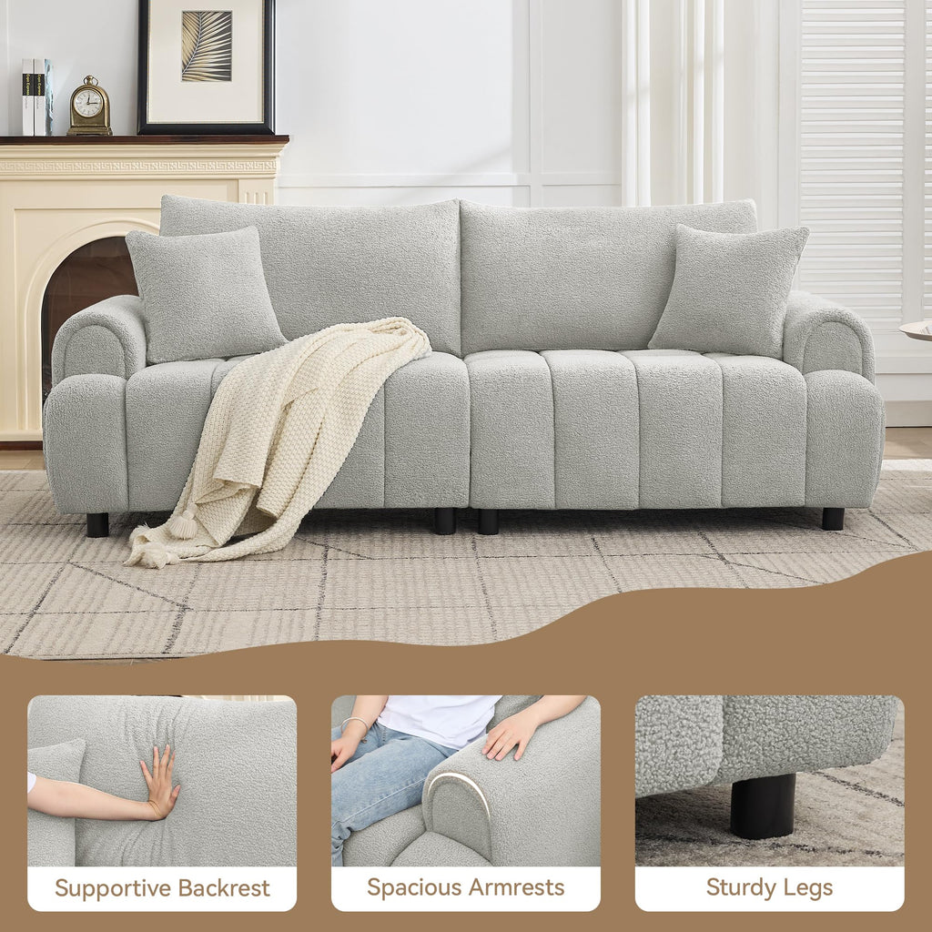 Light Grey Oversized Sherpa Boucle Sofa S691