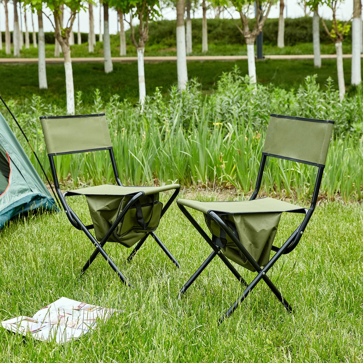 Folding Camping Chair with Storage Bag, 2 Pack, Green V186