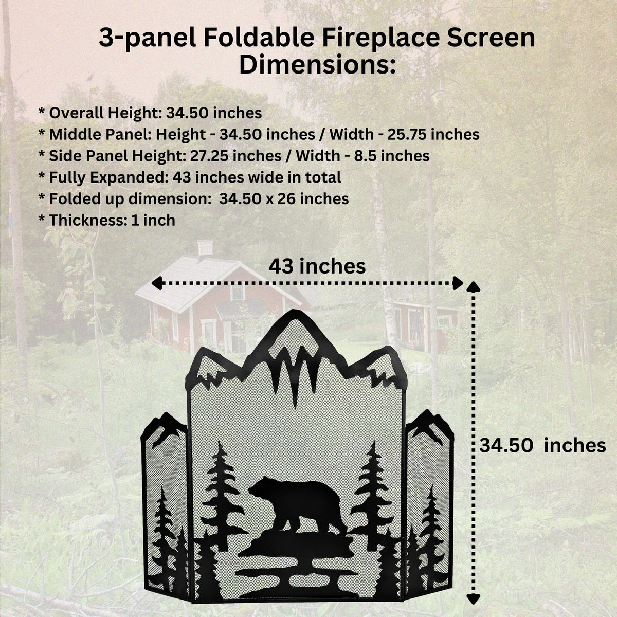 3-Panel Fireplace Screen V54788
