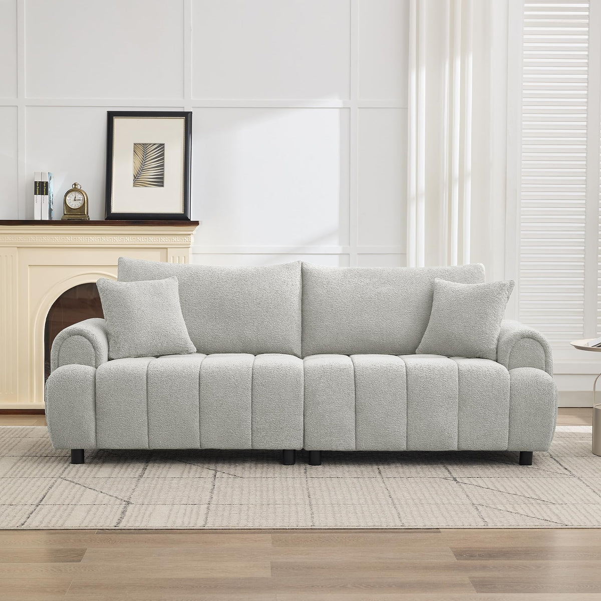 Light Grey Oversized Sherpa Boucle Sofa S691