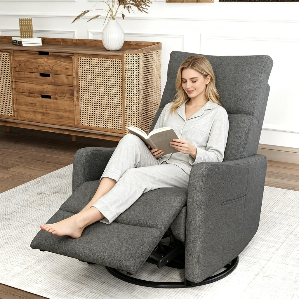 Dark Gray Velvet Swivel Rocker Chair L8329