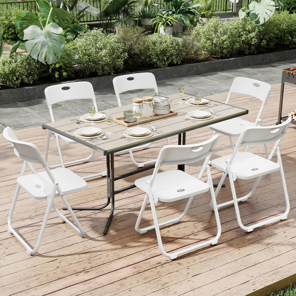 White Plastic Folding Chairs, 10 Pack E13115